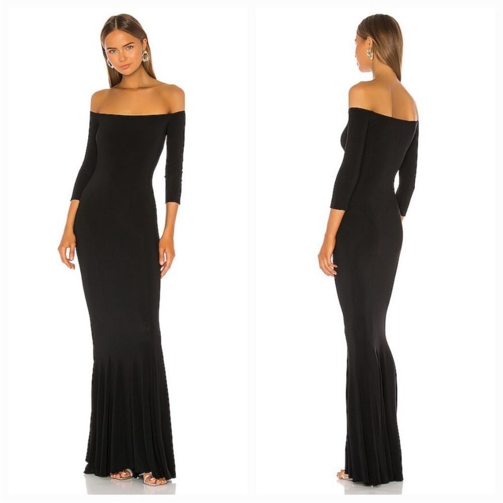 Norma Kamali Black Off-Shoulder Maxi Dress